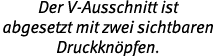 Der V Ausschnitt ist abgesetzt mit zwei sichtbaren Druckkn pfen.