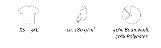 ￼,￼,￼,XS – 3XL,ca. 180 g/m2,50% Baumwolle 50% Polyester 