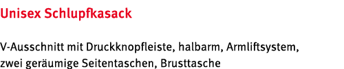 Unisex Schlupfkasack V Ausschnitt mit Druckknopfleiste, halbarm, Armliftsystem, zwei ger umige Seitentaschen, Brustta...