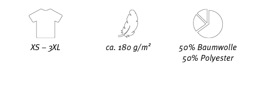 ￼,￼,￼,XS – 3XL,ca. 180 g/m2,50% Baumwolle 50% Polyester