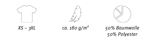 ￼,￼,￼,XS – 3XL,ca. 180 g/m2,50% Baumwolle 50% Polyester