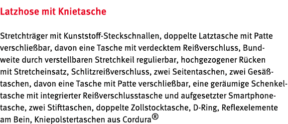 Latzhose mit Knietasche Stretchtr ger mit Kunststoff Steckschnallen, doppelte Latztasche mit Patte verschlie bar, dav...
