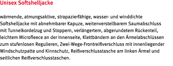 Unisex Softshelljacke w rmende, atmungsaktive, strapazierf hige, wasser- und winddichte Softshelljacke mit abnehmbare   