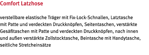 Comfort Latzhose verstellbare elastische Tr ger mit Fix-Lock-Schnallen, Latztasche mit Patte und verdeckten Druckkn p   