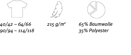 40 42   64 66 90 94   114 118,65% Baumwolle 35% Polyester,215 g m2 