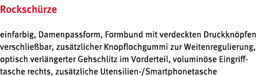 Rocksch rze einfarbig, Damenpassform, Formbund mit verdeckten Druckkn pfen verschlie bar, zus tzlicher Knopflochgummi...