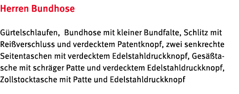 Herren Bundhose G rtelschlaufen, Bundhose mit kleiner Bundfalte, Schlitz mit Rei verschluss und verdecktem Patentknop...