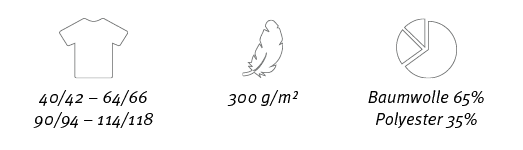 ￼,￼,￼,40/42 – 64/66 90/94 – 114/118,300 g/m²,Baumwolle 65% Polyester 35%