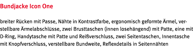 Bundjacke Icon One breiter R cken mit Passe, N hte in Kontrastfarbe, ergonomisch geformte  rmel, verstellbare  rmelab   