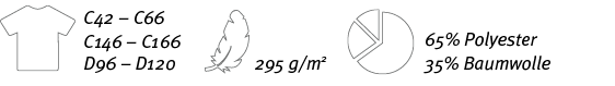 C42   C66 C146   C166 D96   D120,65% Polyester 35% Baumwolle,295 g m2 