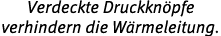 Verdeckte Druckknöpfe verhindern die Wärmeleitung 