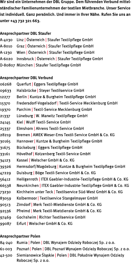 Wir sind ein Unternehmen der DBL Gruppe  Dem f hrenden Verbund mittel- st ndischer Familienunternehmen der textilen M   