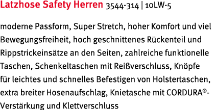 Latzhose Safety Herren 3544-314   10LW-5 moderne Passform, Super Stretch, hoher Komfort und viel Bewegungsfreiheit, h   
