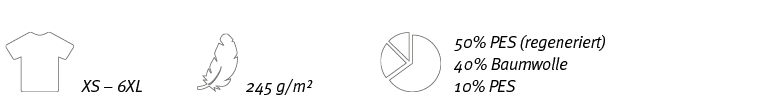  ,XS   6XL, ,245 g m , ,50% PES (regeneriert) 40% Baumwolle 10% PES