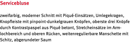 Servicebluse zweifarbig, moderner Schnitt mit Piqu Eins tzen, Umlegekragen, Knopfleiste mit pinpoint dunkelgrauen Kn...